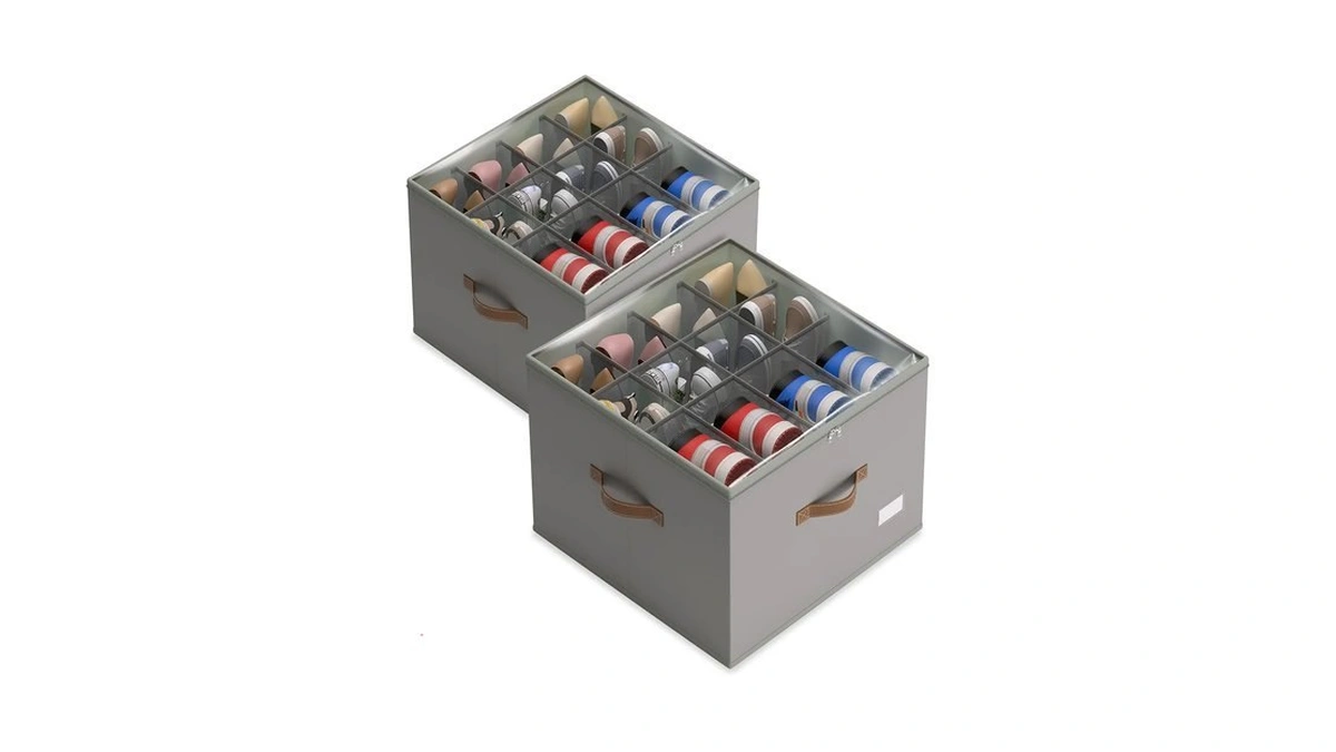 Vincona Shoe Organizer For Closet, 2 Pack Foldable Shoe Storage