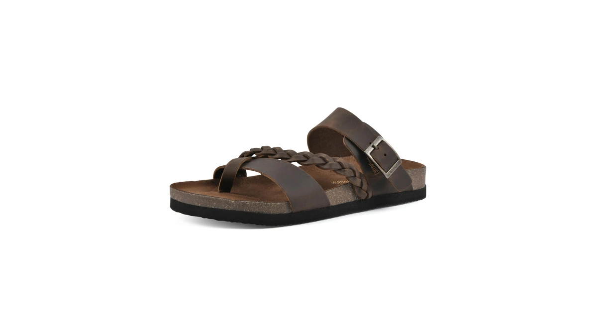 White Mountain Shoes Hazy Footbed Sandal, Brown/leather, 10 M