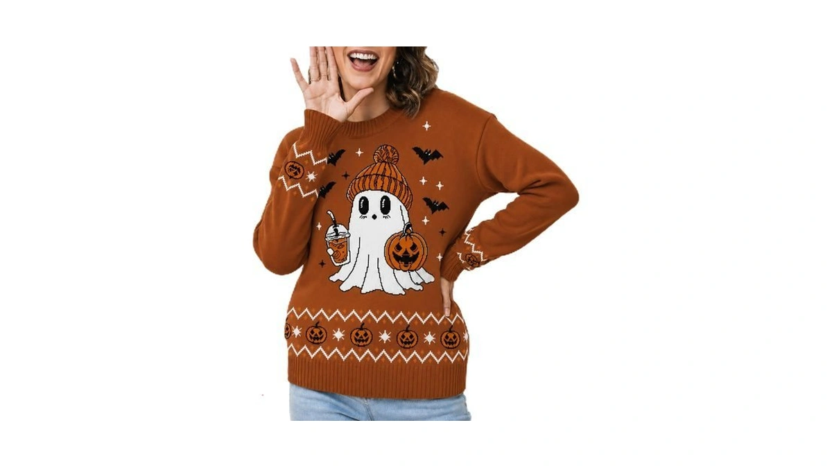 Halloween Sweaters For Women: Ghost Pumpkin Costume Knit Pullover