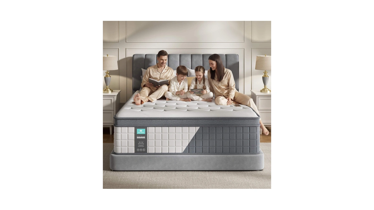 Queen 14 Inch Hybrid Mattress, Medium Firm, 7-zone Lumbar Support