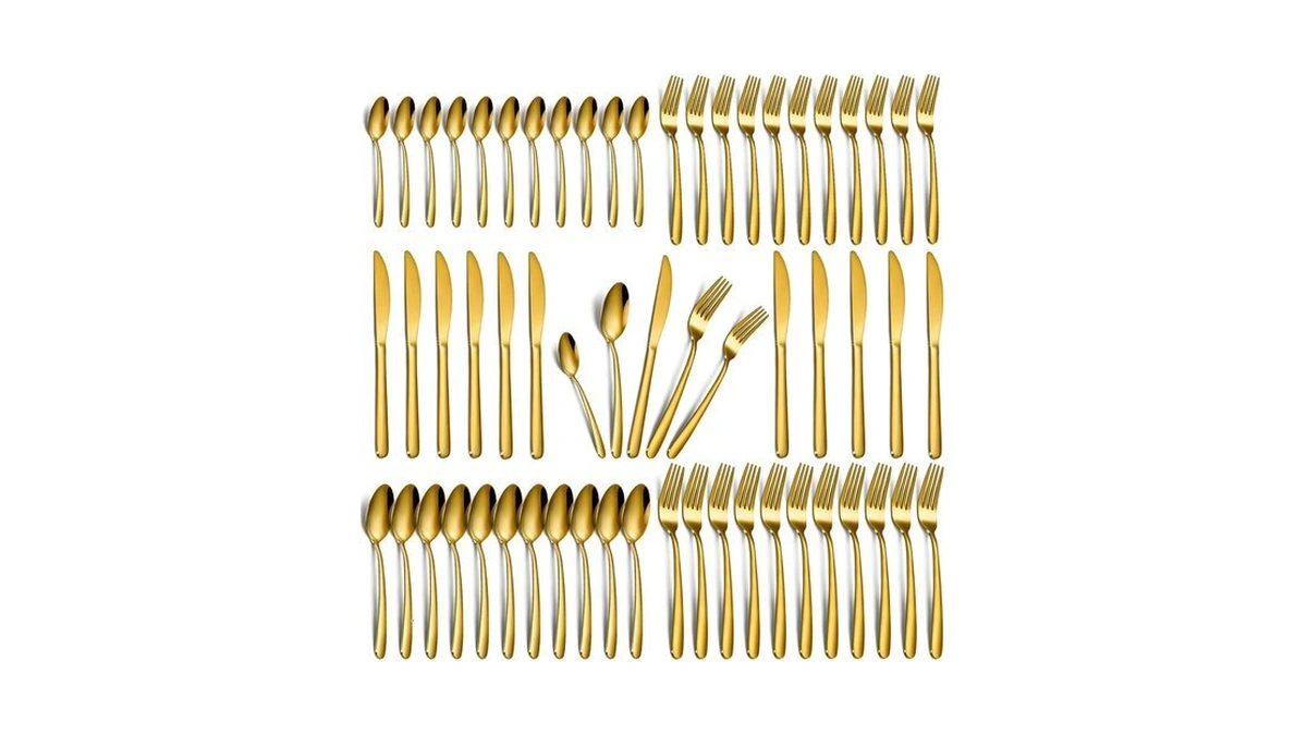 Hunnycook 60-piece Gold Silverware Set - Stainless Steel Silverware Set