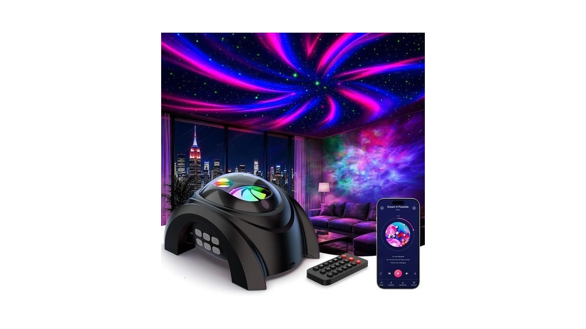 Rossetta Dual Lens Galaxy Star Projector, Aurora Night Light For