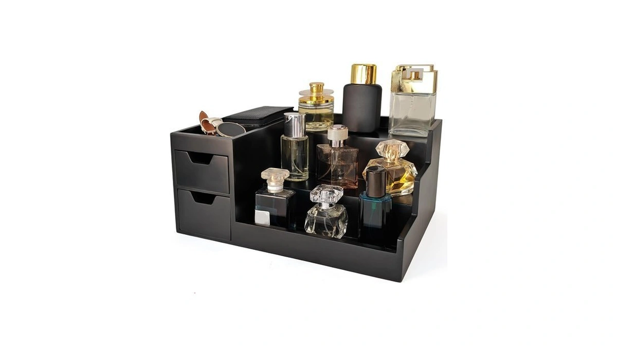 Uuyuality Countertop Perfume & Makeup Organizer - Wooden Rack, Cologne