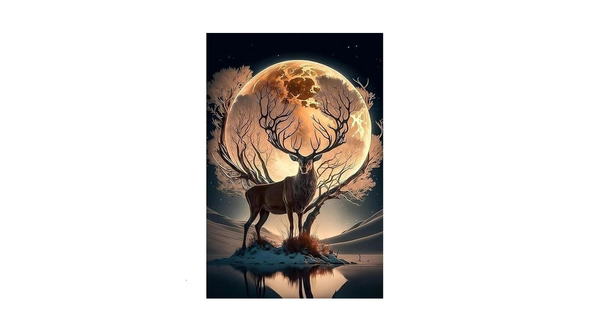 Gmetinc Moon Deer Diamond Painting Kits For Adults, Elk Diy