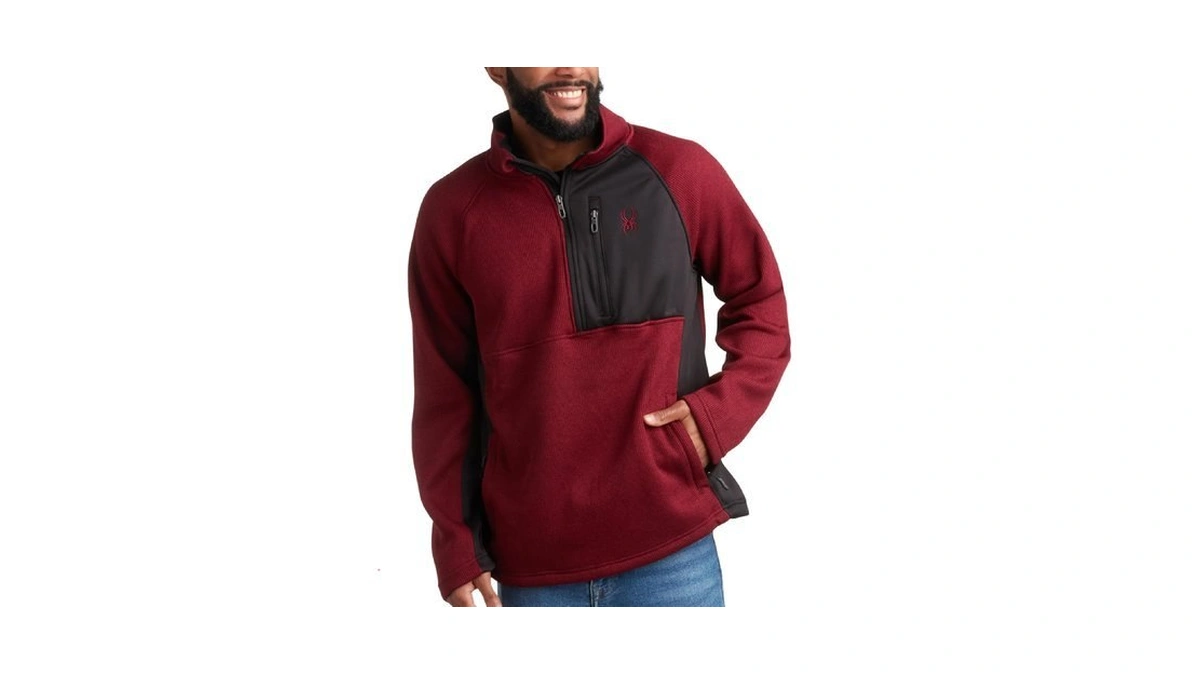 Spyder Mens Quarter Zip Pullover Sweater - Brushed Fleece Hiking