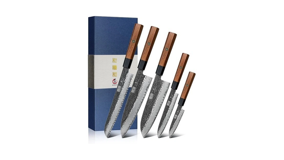 Hoshanho 5 Pieces Knife Set, 10cr15mov High Carbon Steel Chef
