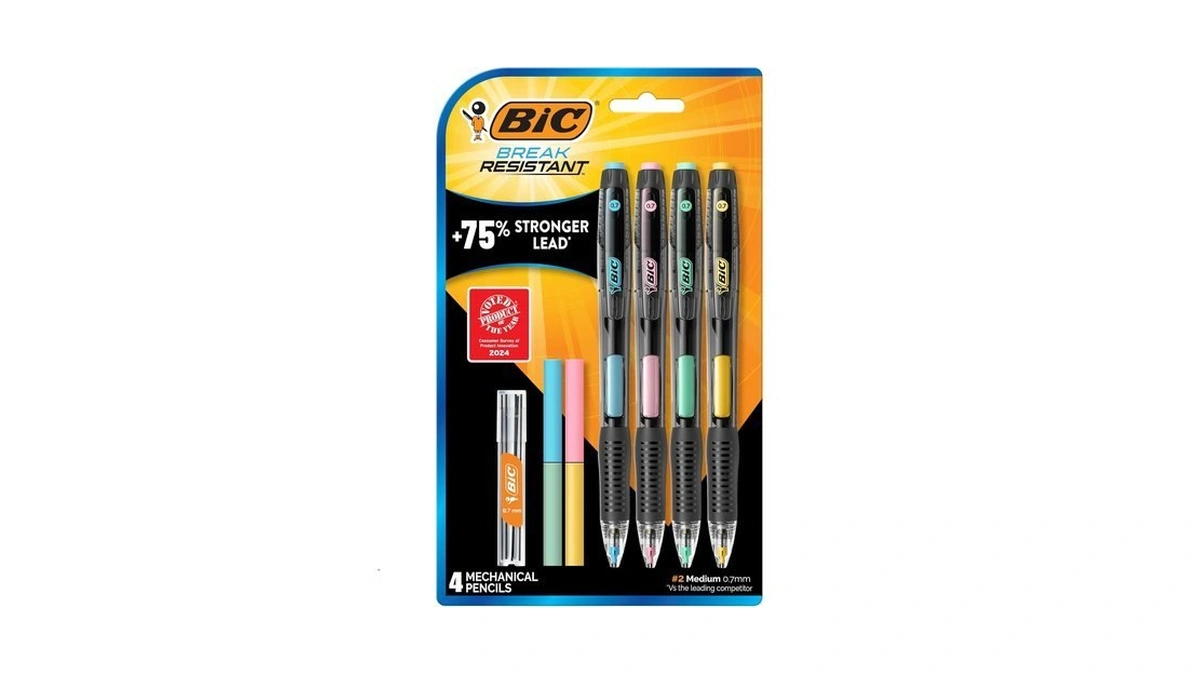 Bic Break Resistant Mechanical Pencils With Erasers, 4-count Pack