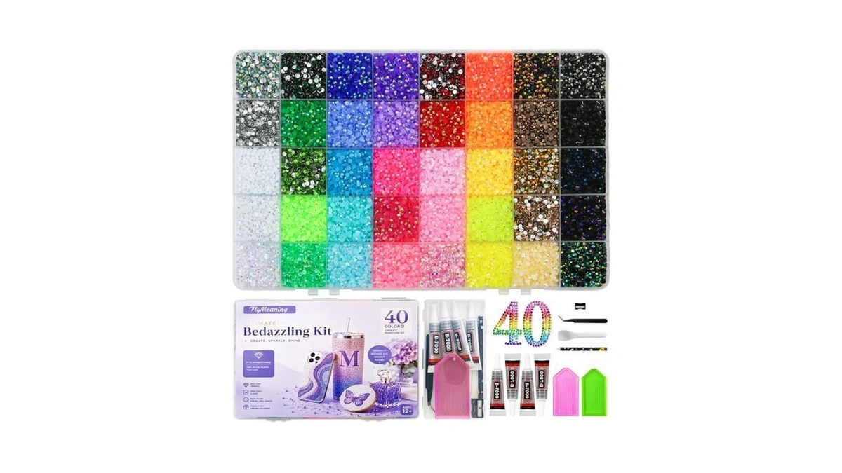 Flymeaning 60000pcs Bedazzling Kit With Rhinestones 3mm