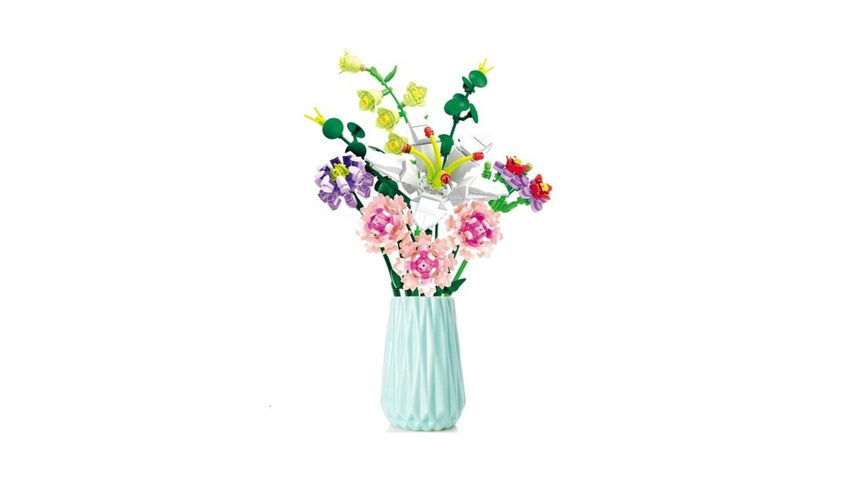 Chodia Flower Bouquet Building Blocks Pink Carnation Botanical Collection Bricks