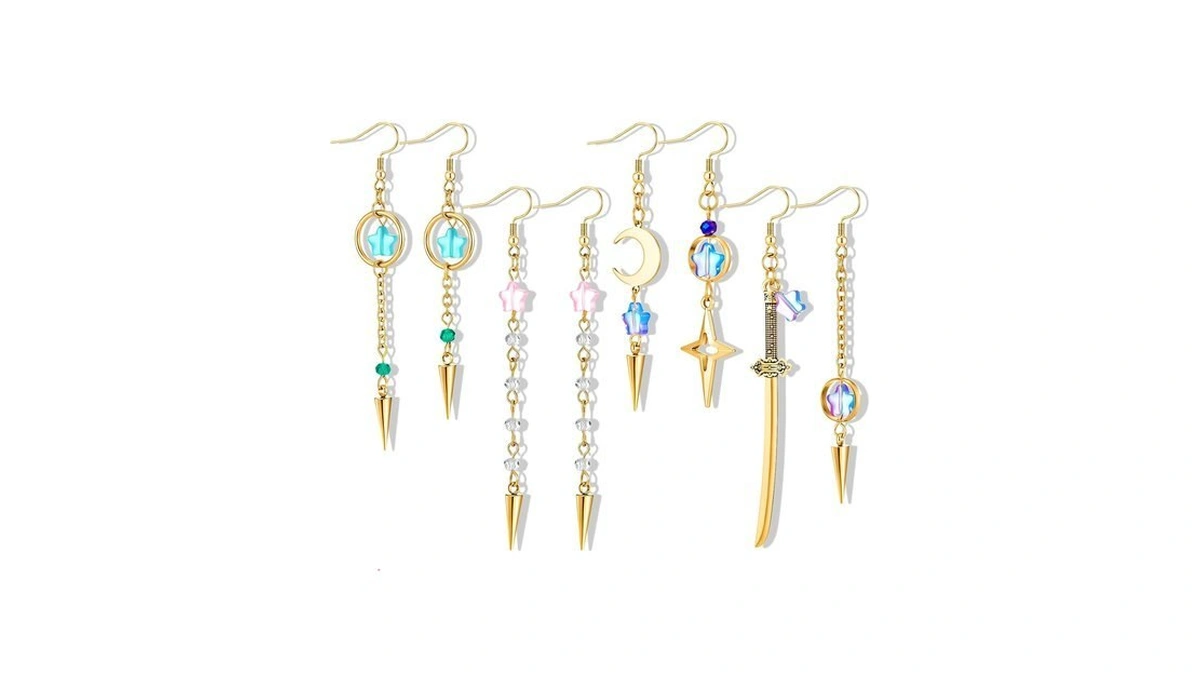 Tondiamo 4 Pairs Kpop Dangle Earrings Y2k Emo Punk Kpop