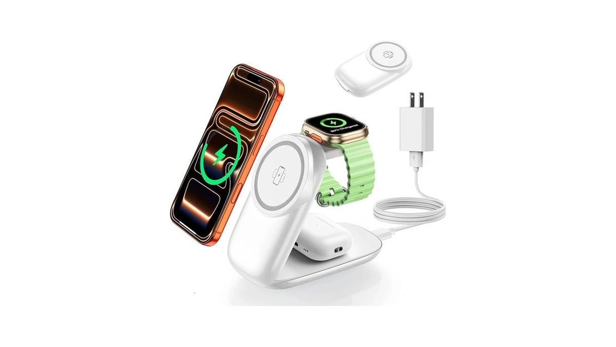 Vexirum 3-in-1 Wireless Charging Station For Magsafe,foldable Magnetic Stand For