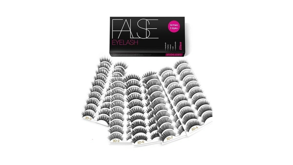 Eliace Eyelashes, 50 Pairs 5 Styles Wispy False Eyelashes Fake