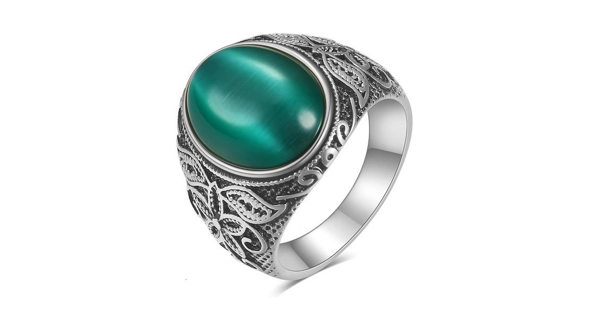 Lxbqysto Retro Large Tiger Eye Stone Turquoise Wedding Ring For