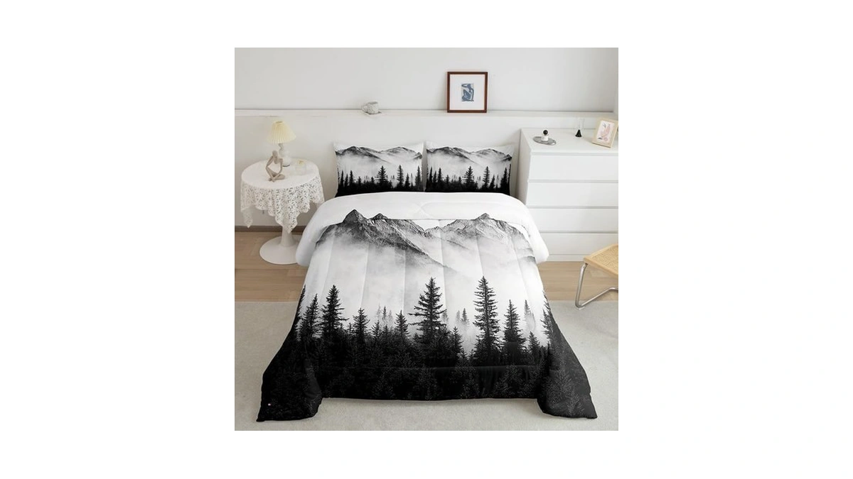 Jejeloiu Smoky Mountain Comforter Set Full Size For Boys Girls