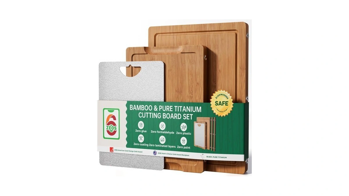 Formaldehyde Free, Glue Free, Bamboo Pure Titanium Cutting Board Set