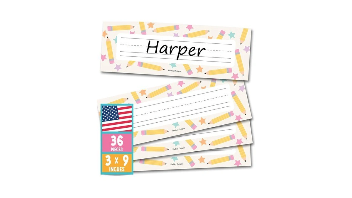 Desk Name Tags For Classroom, 36pc Nameplate & Classroom Name