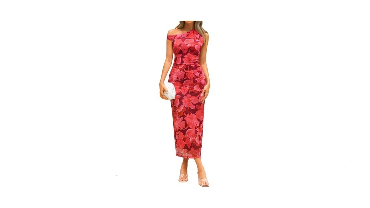 Simplee Womens Summer One Shoulder Floral Dress 2026 Wedding Guest