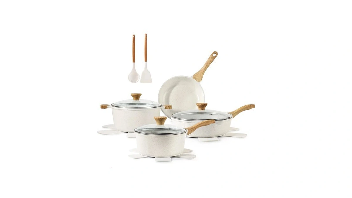 Sensarte Nonstick Ceramic Cookware Set, 13-pcs Non-toxic Pots And Pans