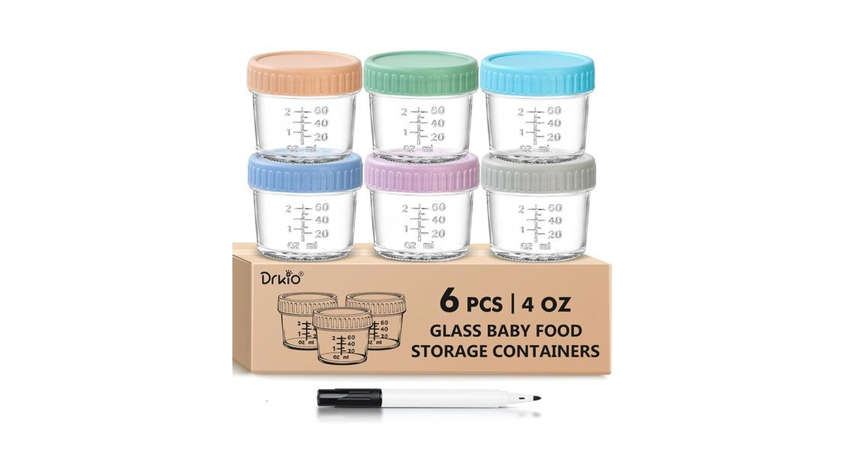 Drkio 6 Pcs Baby Food Storage Containers 4 Oz Small