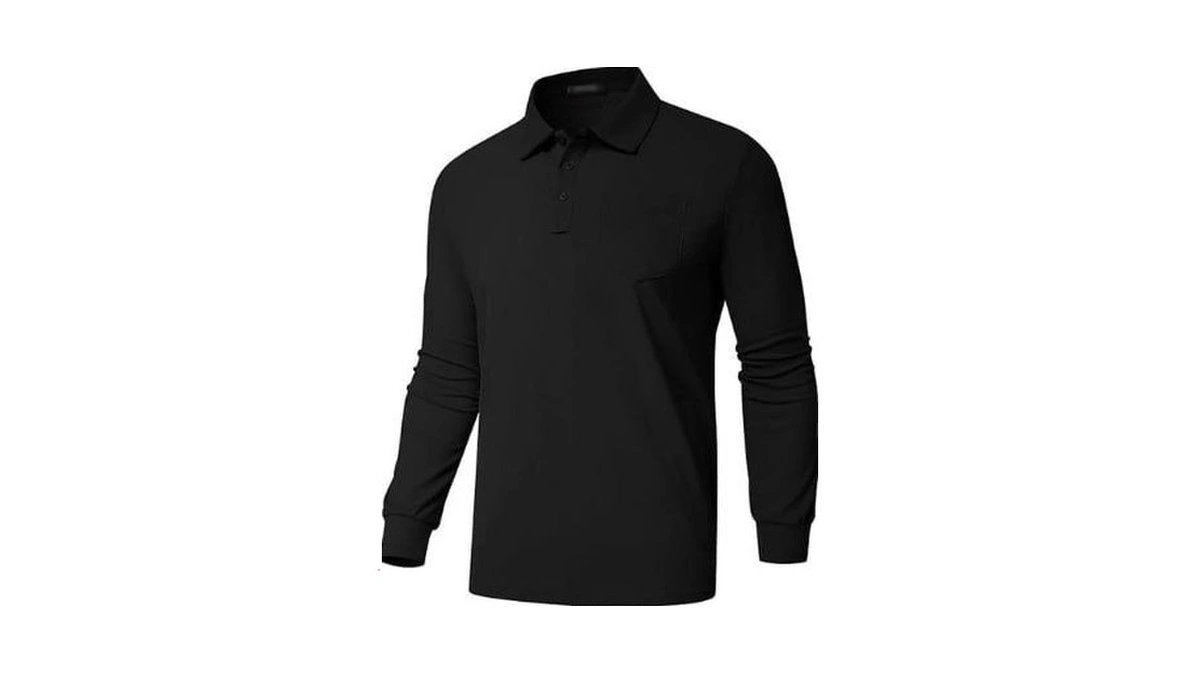 Promen Polo Men's Classic Long Sleeve Polo Shirts Casual Lightweight