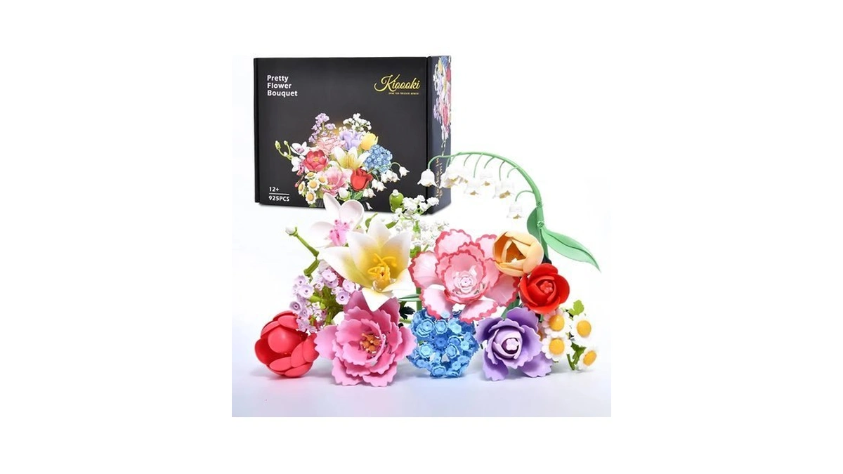 Kioooki Flowers Bouquet Building Set For Adults, 13 Lifelike Artificial