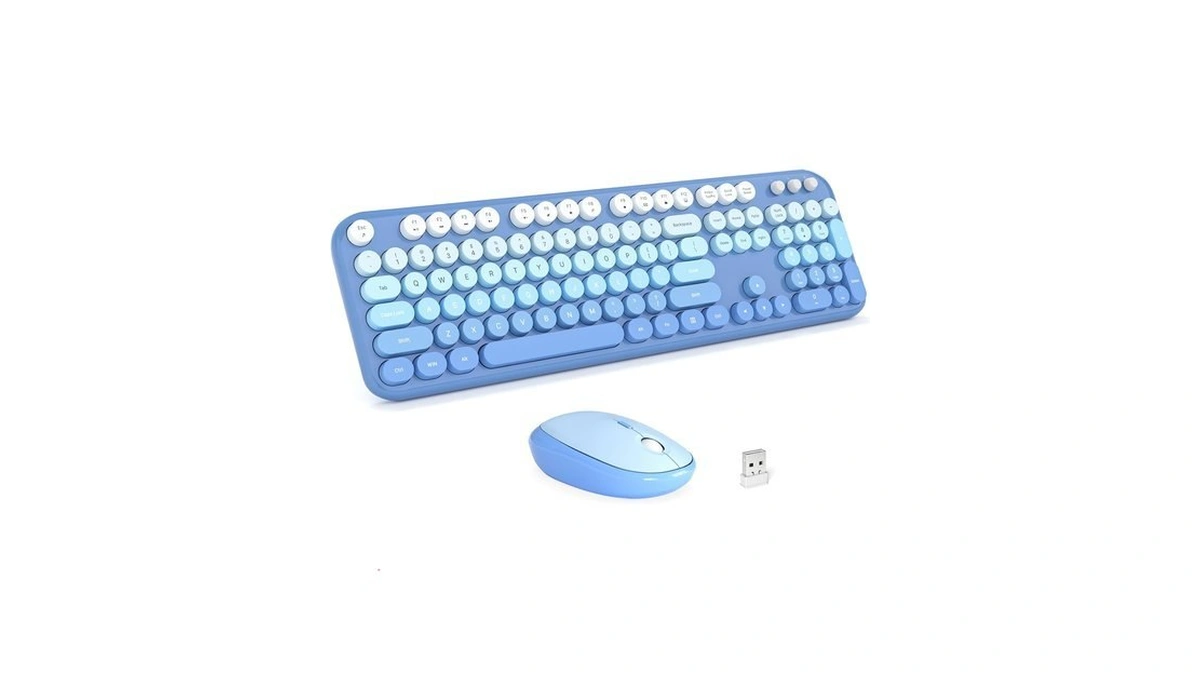 Mofii Wireless Keyboard And Mouse Combo - Blue-gradient Full-sized Plug