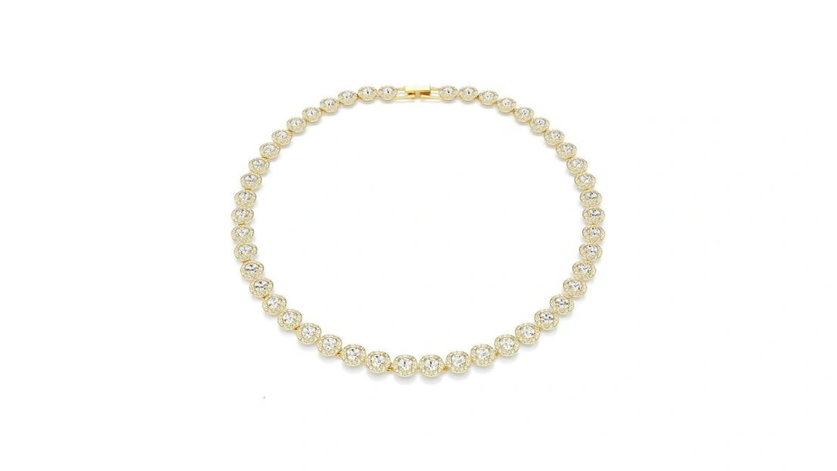 Swarovski Una Angelic Tennis Necklace, Round Cut, Clear, Gold-tone Finish