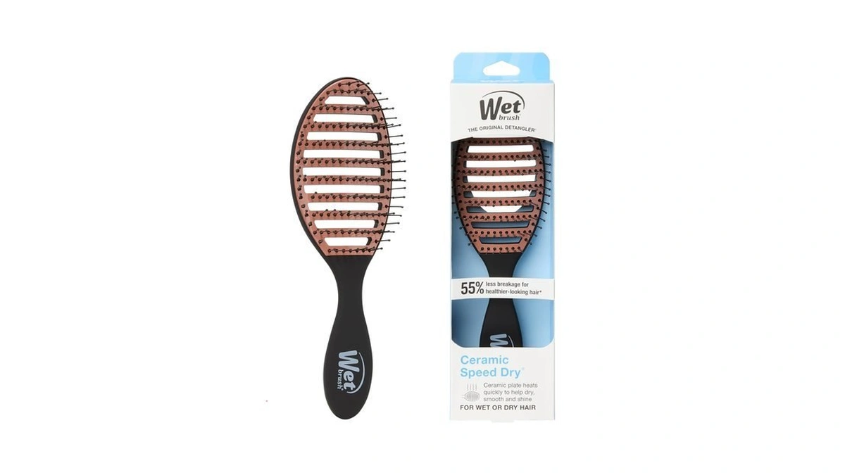 Wet Brush Ceramic Speed Dry Detangler, Black, Vented Blow-dry Hair
