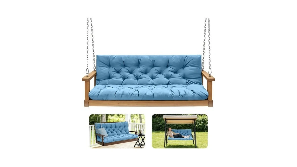Gpqawer Porch Swing Cushions,outdoor Cushions 3 Seater Replacement With Backrest,