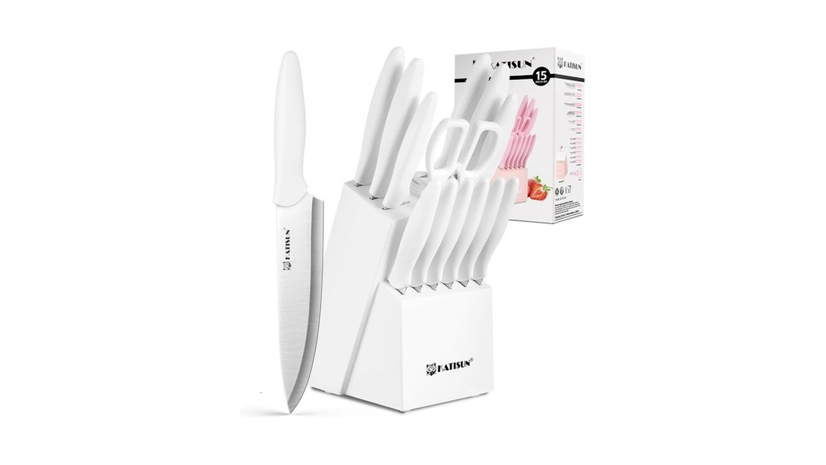 Knife Set - 15 Pcs Kitchen Knife Set With Built-in