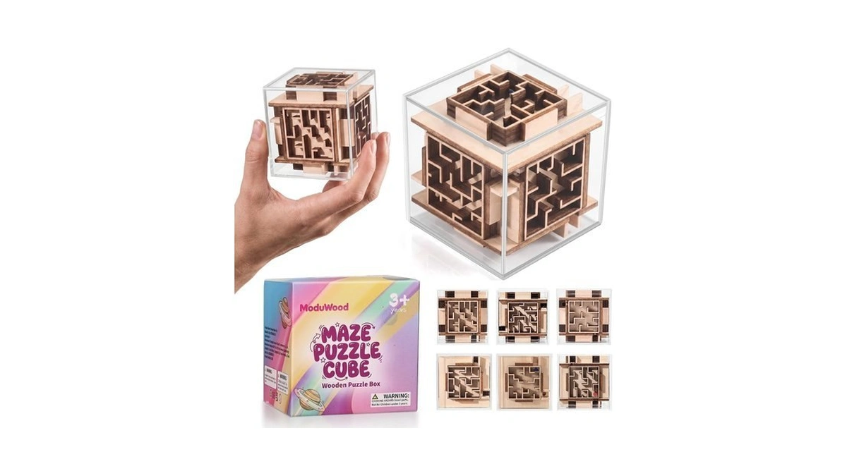 Fidget Brain Teaser Games For Kids: Wooden Puzzle Fidget Toy