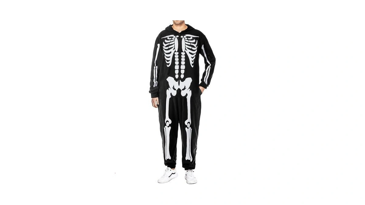 Cyclamen Skeleton Halloween Costume For Adults Couples Skeleton Onesie Jumpsuit