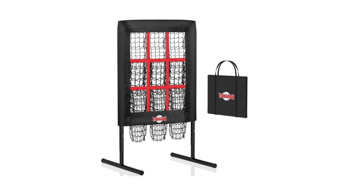 Tubagou 9 Hole Pitching Net With Strike Zone, Adjustable Height