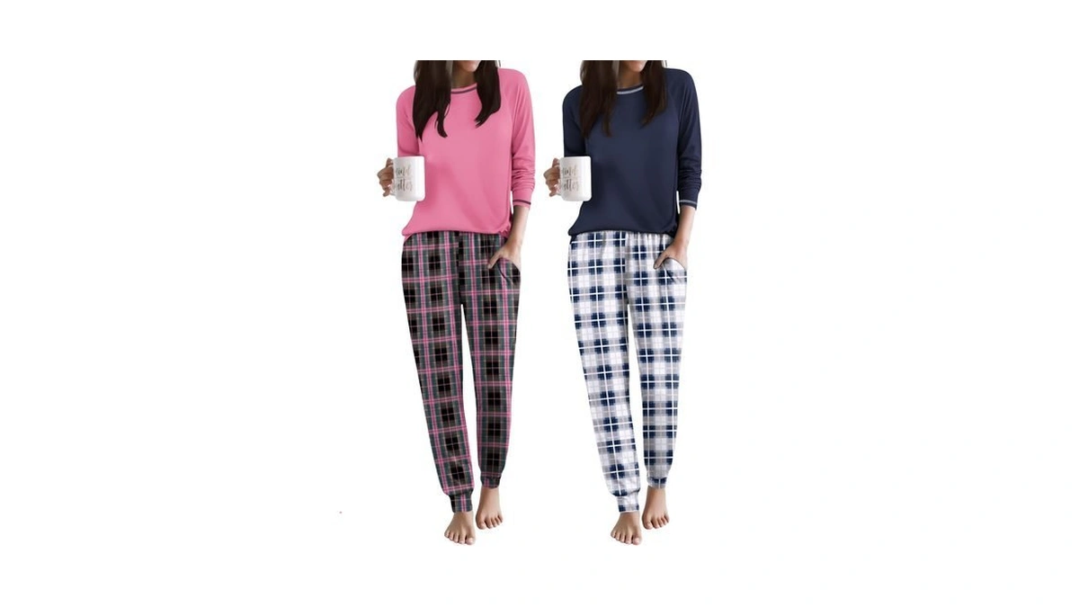 Ekouaer 2 Pack Womens Pajama Sets Soft Jogger Pjs Long