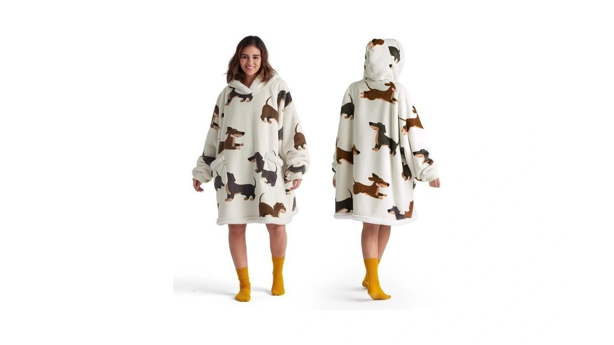 Bedsure Wearable Blanket Sherpa Hoodie, Dachshund Gift For Women