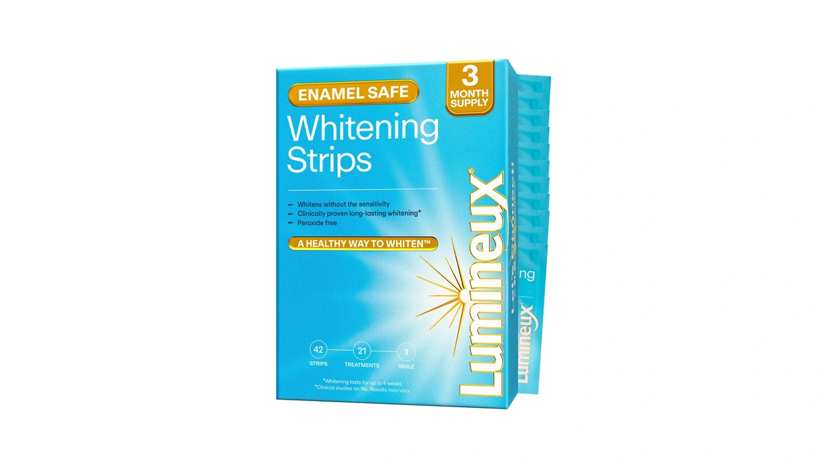 Lumineux Teeth Whitening Strips, Peroxide Free, 21 Treatments (3 Months)