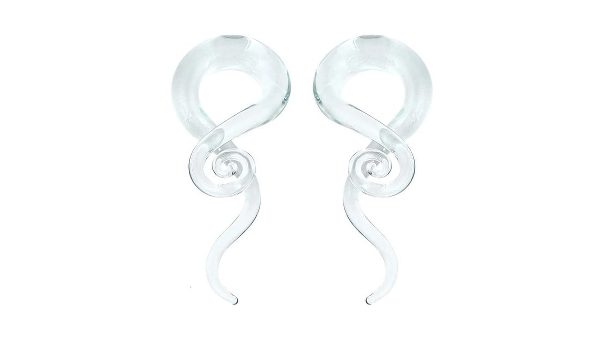 Yofanst 2pcs Glass Ear Tapers Plugs Handmade Spiral Gauges Piercing