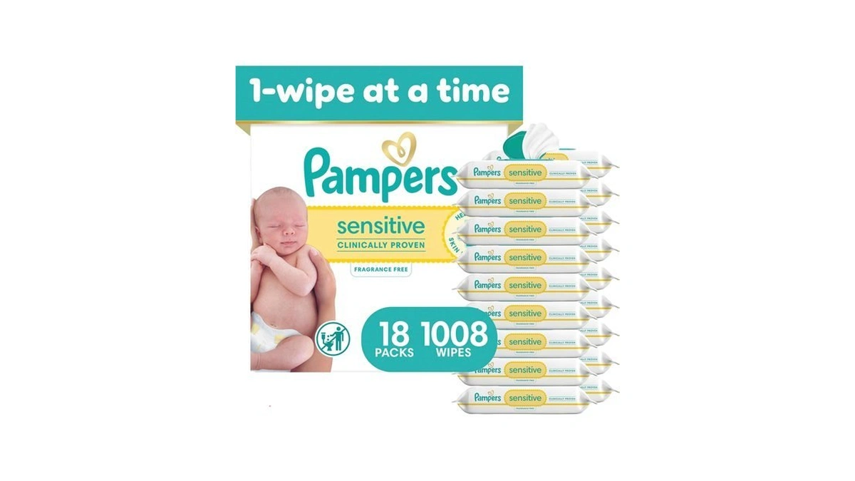 Pampers Sensitive Baby Wipes, Clinically Proven, Fragrance Free, Unscented, Water
