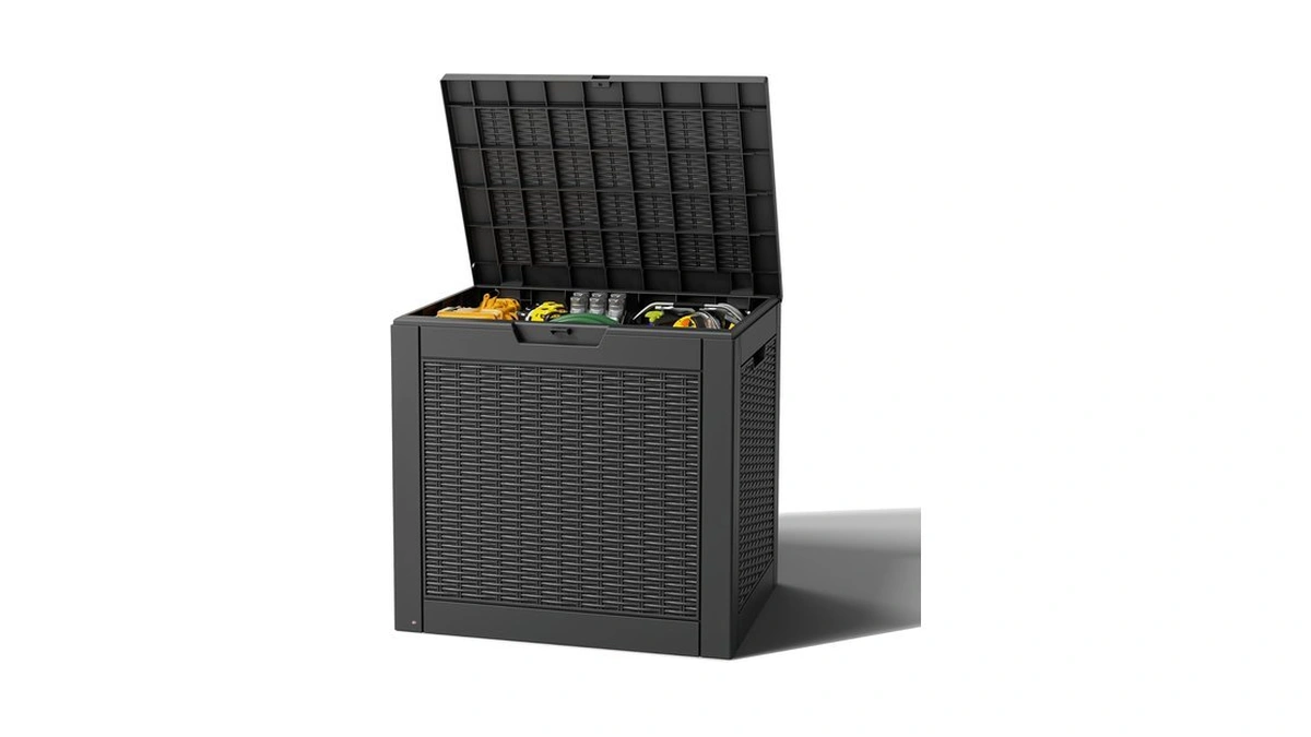Nbysgo Outdoor Storage Box, Resin Deck Boxes Indoor And Outdoor,