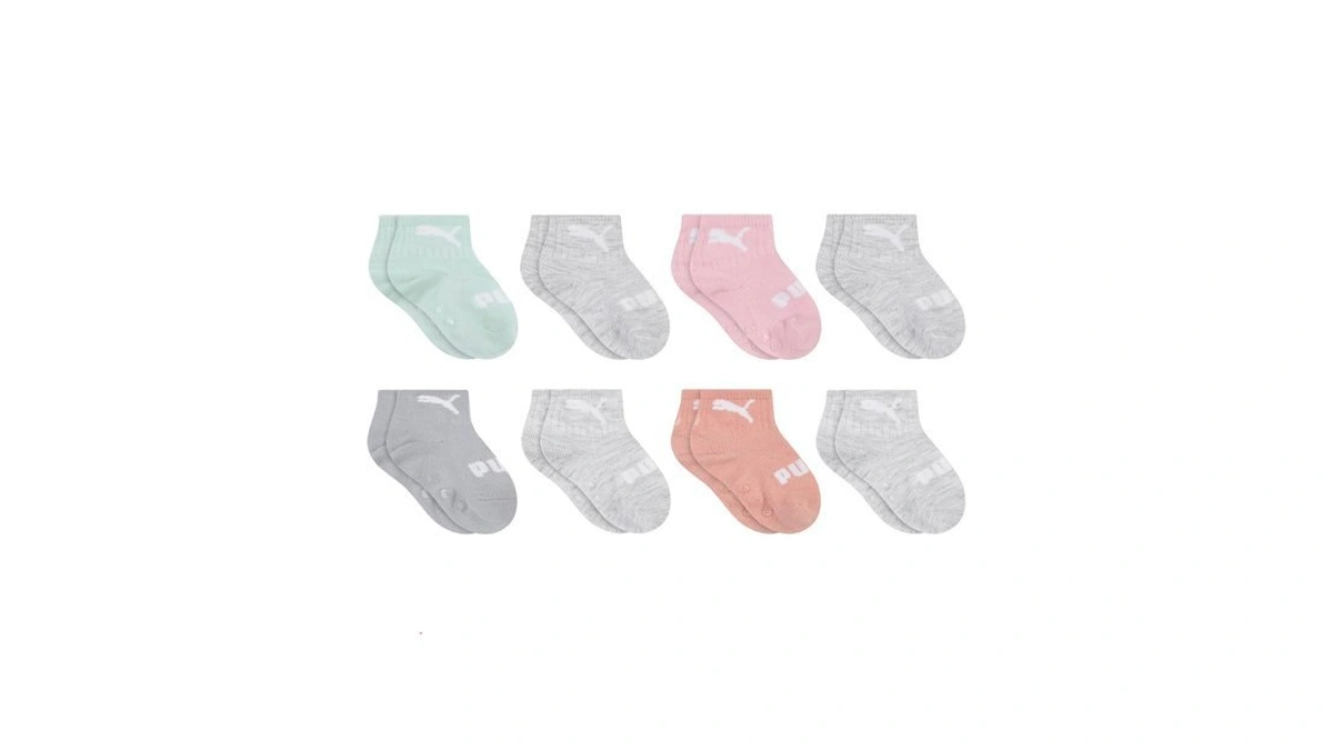 Puma Unisex Baby Infant Anklet Socks (8-pack), Lt Blue Pastel,