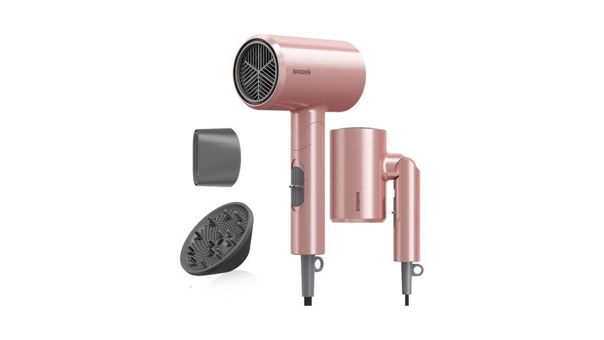 Babonir 1875w Diffuser Hair Dryer, Ionic Foldable Blow Dryer, Pink