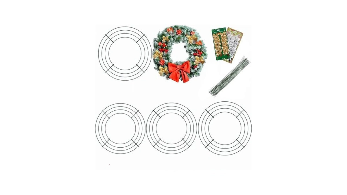4 Pieces Christmas Wire Wreath Frame(10inch),enlayer Metal Frame Dark Green