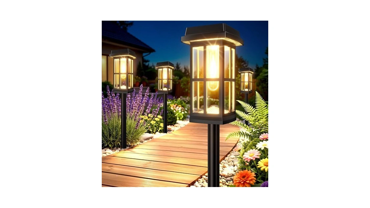 Ahaorigin 8 Pack Solar Pathway Lights Outdoor, 2 Lighting Modes