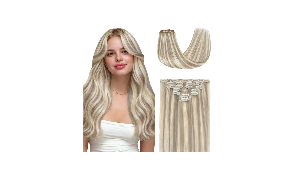 Goo Goo Clip In Hair Extensions Real Human Hair Blonde