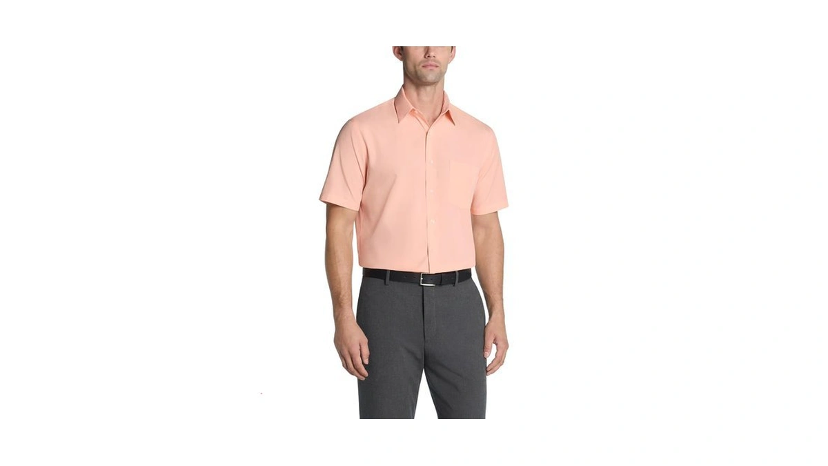 Van Heusen Men's Short Sleeve Dress Shirt Regular Fit Poplin