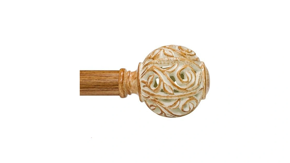 Equrroy Wood Decorative Curtain Rod 48-84 Inch Heavy Duty Rattan