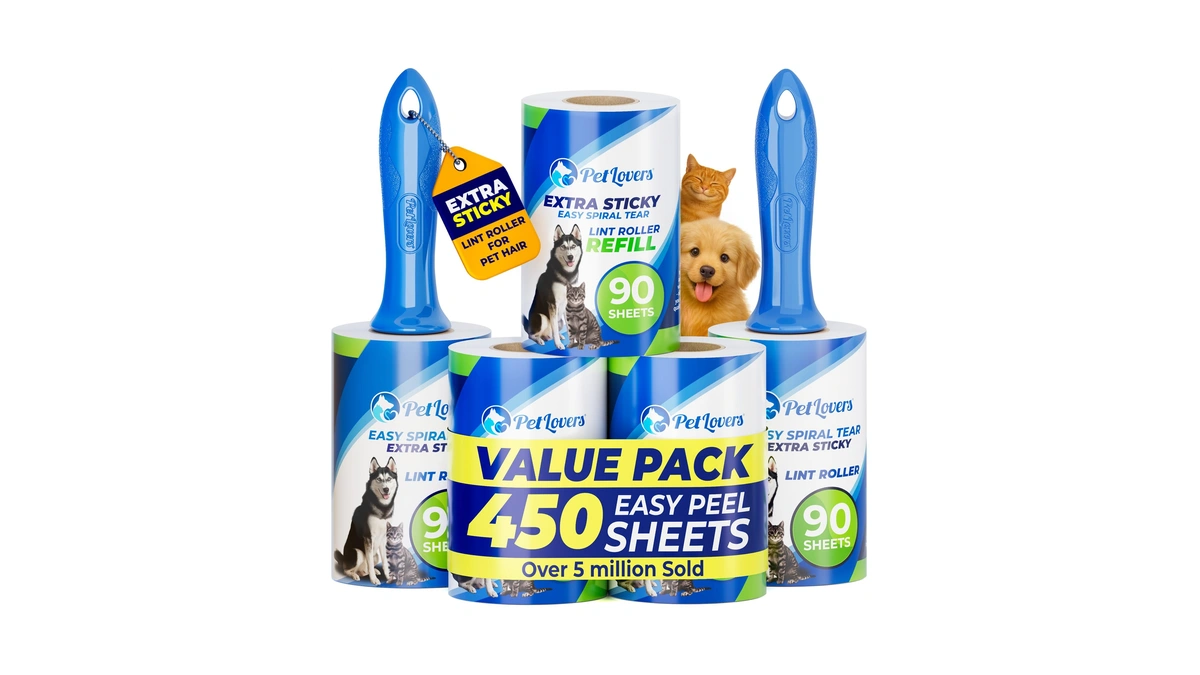 Petlovers Extra Sticky Lint Roller Mega Value Set 450 Sheets
