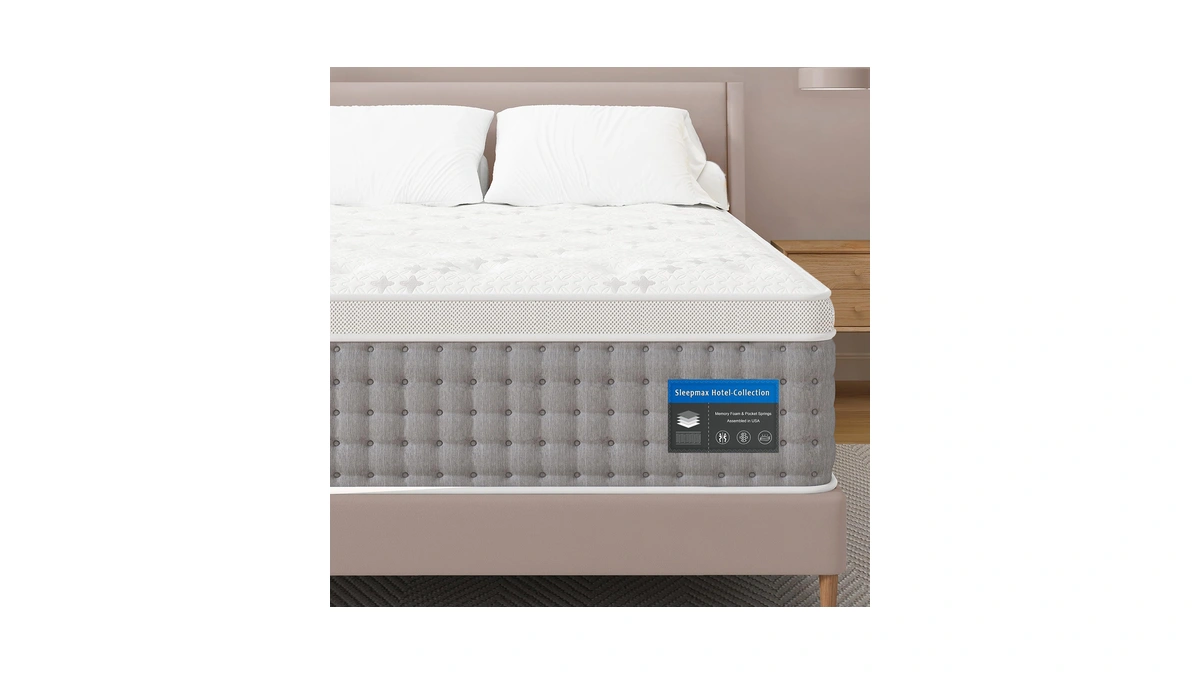 Sleepmax Queen Mattress 14 Inch, Deluxe Hybrid Mattress Pain Relieving