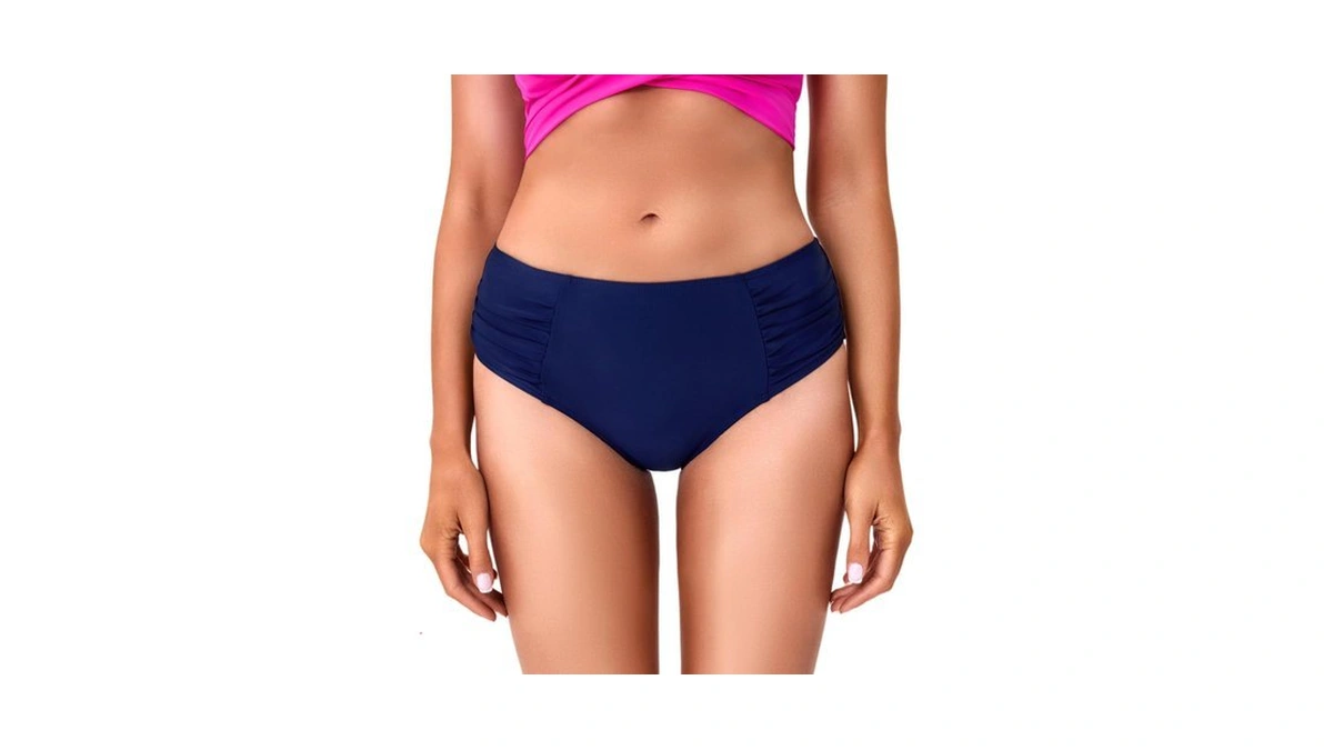 Cocopear Mid Rise Full Coverage Bikini Bottoms For Women Ruched