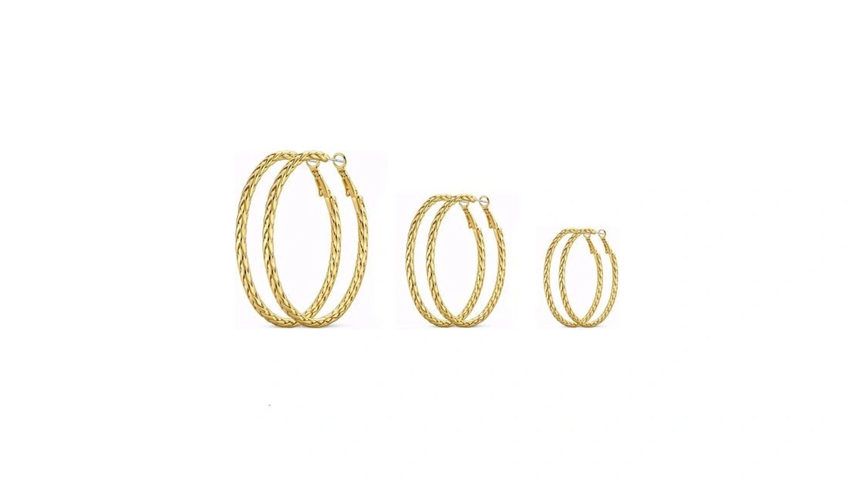 3 Pairs Gold Hoop Earrings For Women,chunky Twisted Hoops Trendy